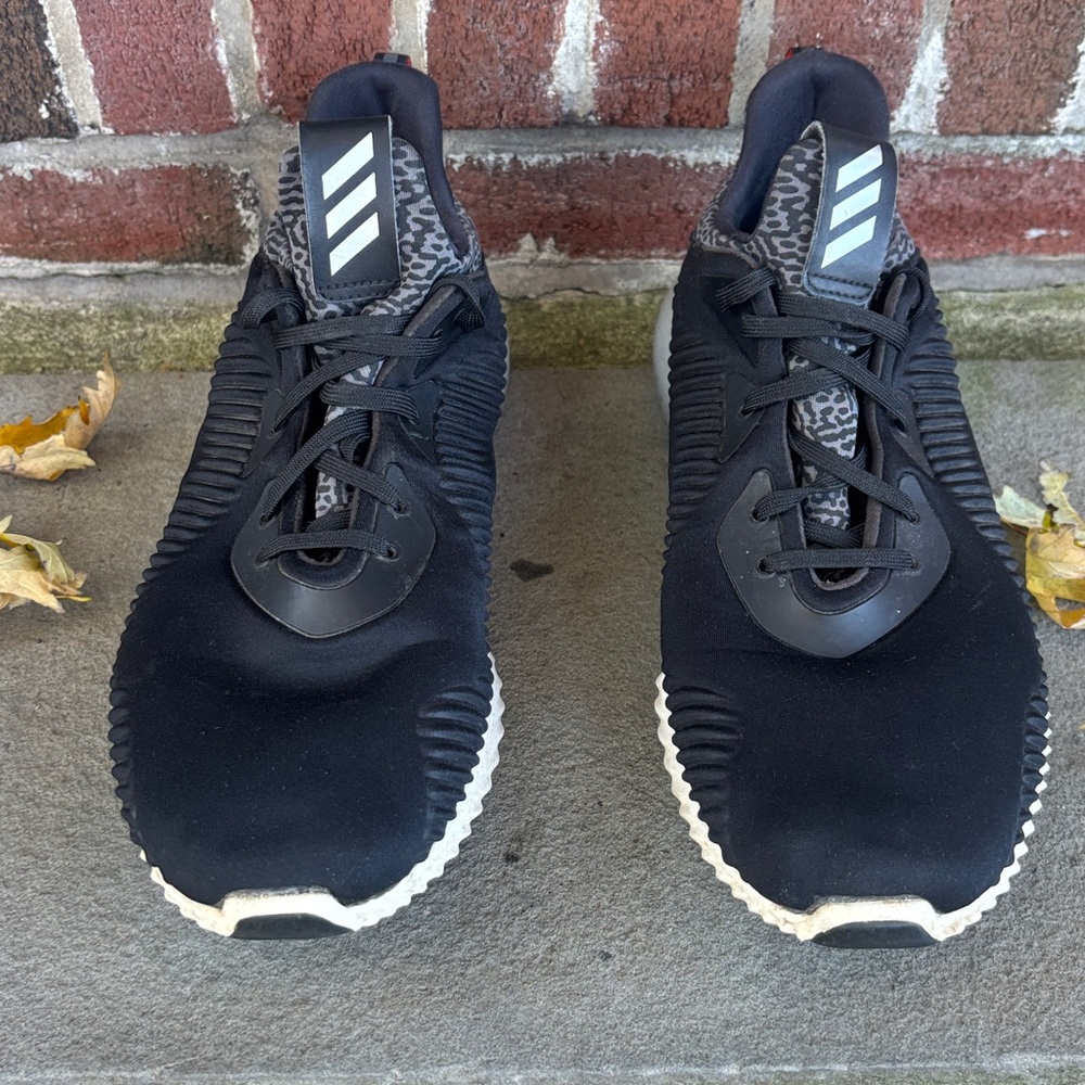 Adidas Alpha Bounce athletic shoes. Black with white and grey accents
